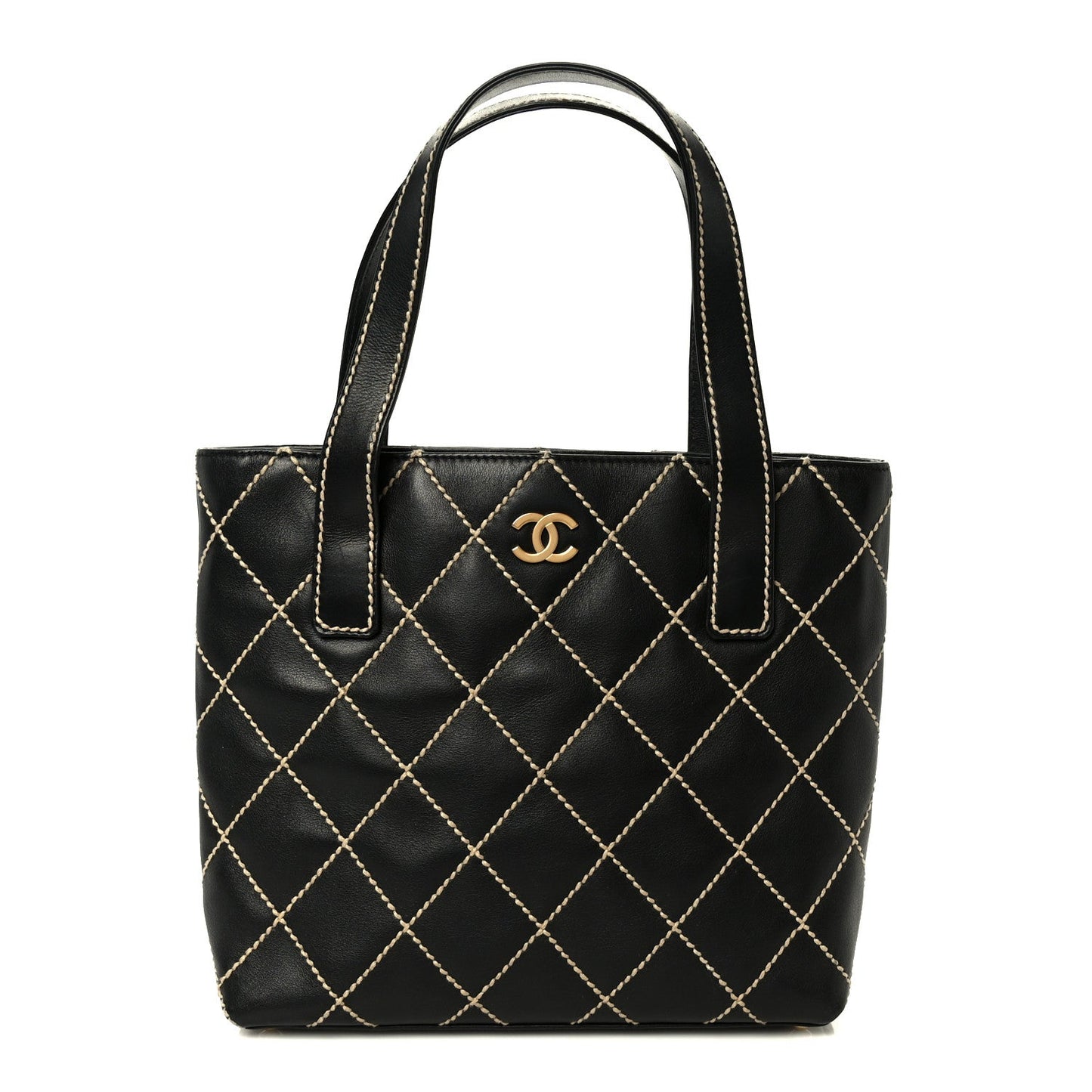 Chanel Calfskin Wild Stitch Tote Black