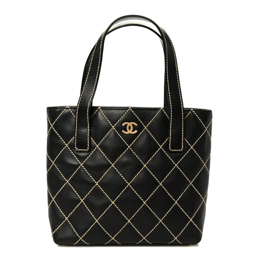 Chanel Calfskin Wild Stitch Tote Black