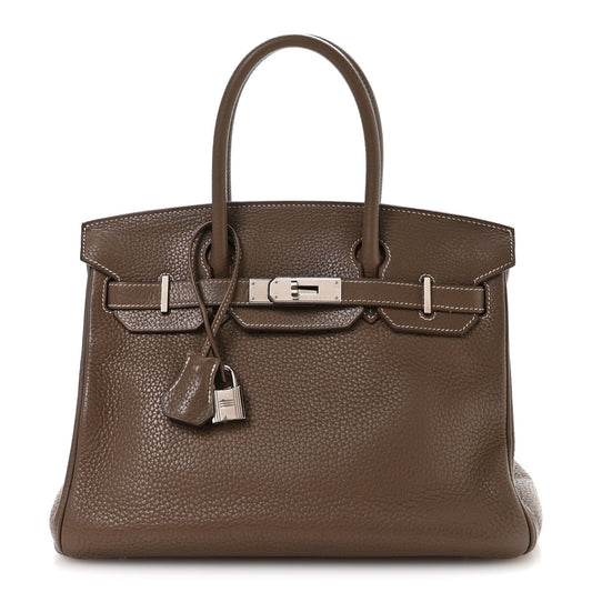 Hermes Taurillon Clemence Birkin 30 Etoupe