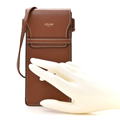 Celine Calfskin Phone Pouch With Flap Tan