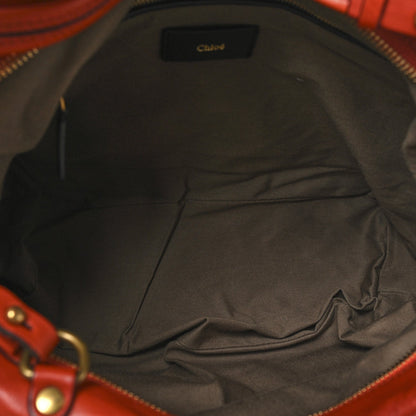 Chloe Calfskin Kira Convertible Bowler Bag Brick Red