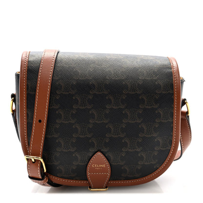 Celine Triomphe Canvas Medium Folco Bag Tan