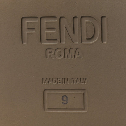 Fendi Suede Shearling FF Embossed Mens Sabot Mules 39 Brown
