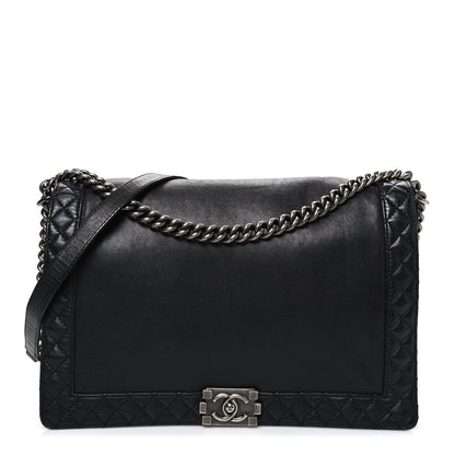Chanel Calfskin Large Boy Reverso Flap Black