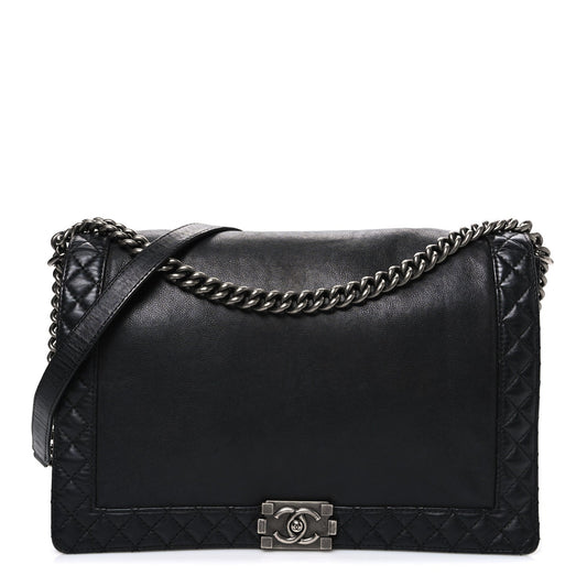 Chanel Calfskin Large Boy Reverso Flap Black