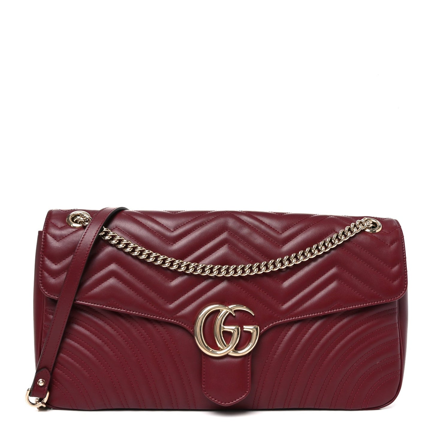 Gucci Calfskin Matelasse Large Horizontal GG Marmont Shoulder Bag Black