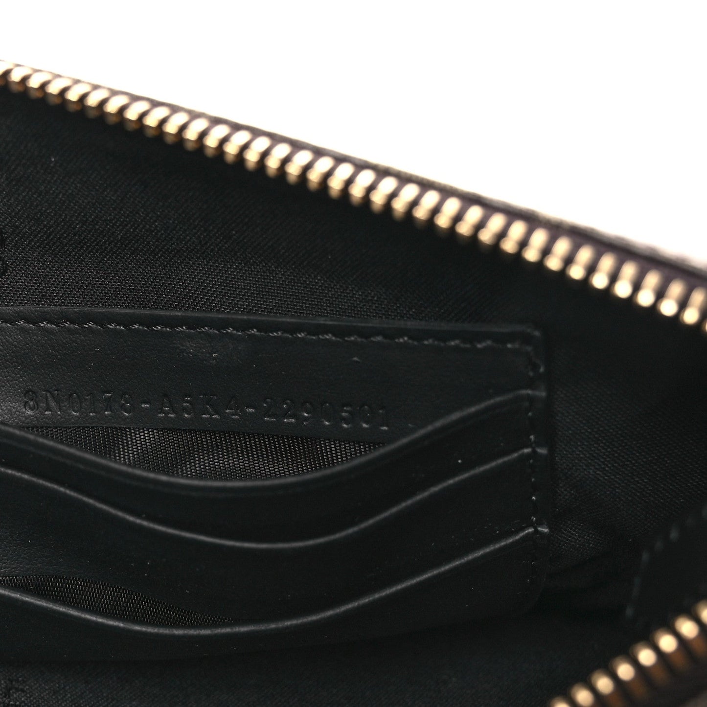 Fendi Glazed Fabric Vitello Century FF 1974 Stamp Patch Large Flat Pouch Mogano Panna Black