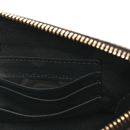 Fendi Glazed Fabric Vitello Century FF 1974 Stamp Patch Large Flat Pouch Mogano Panna Black