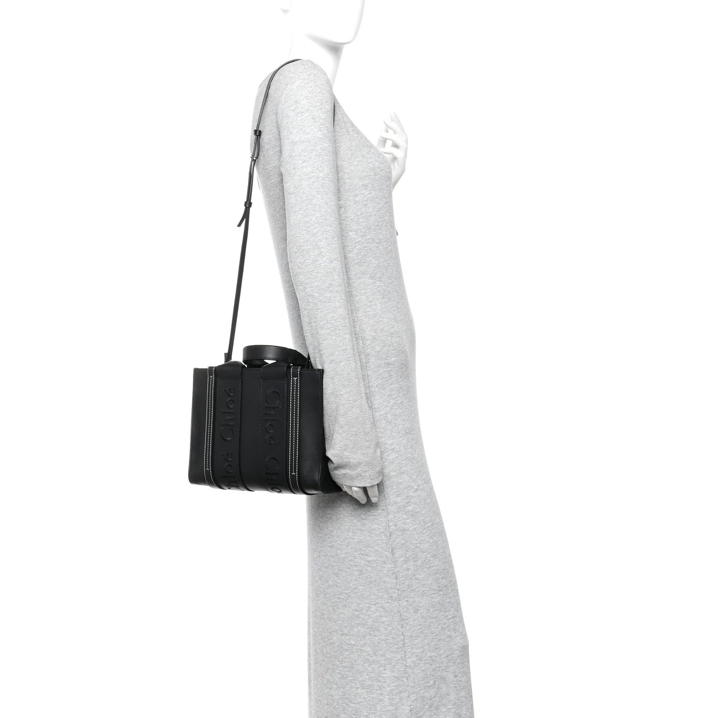 Chloe Calfskin Small Woody Tote Black