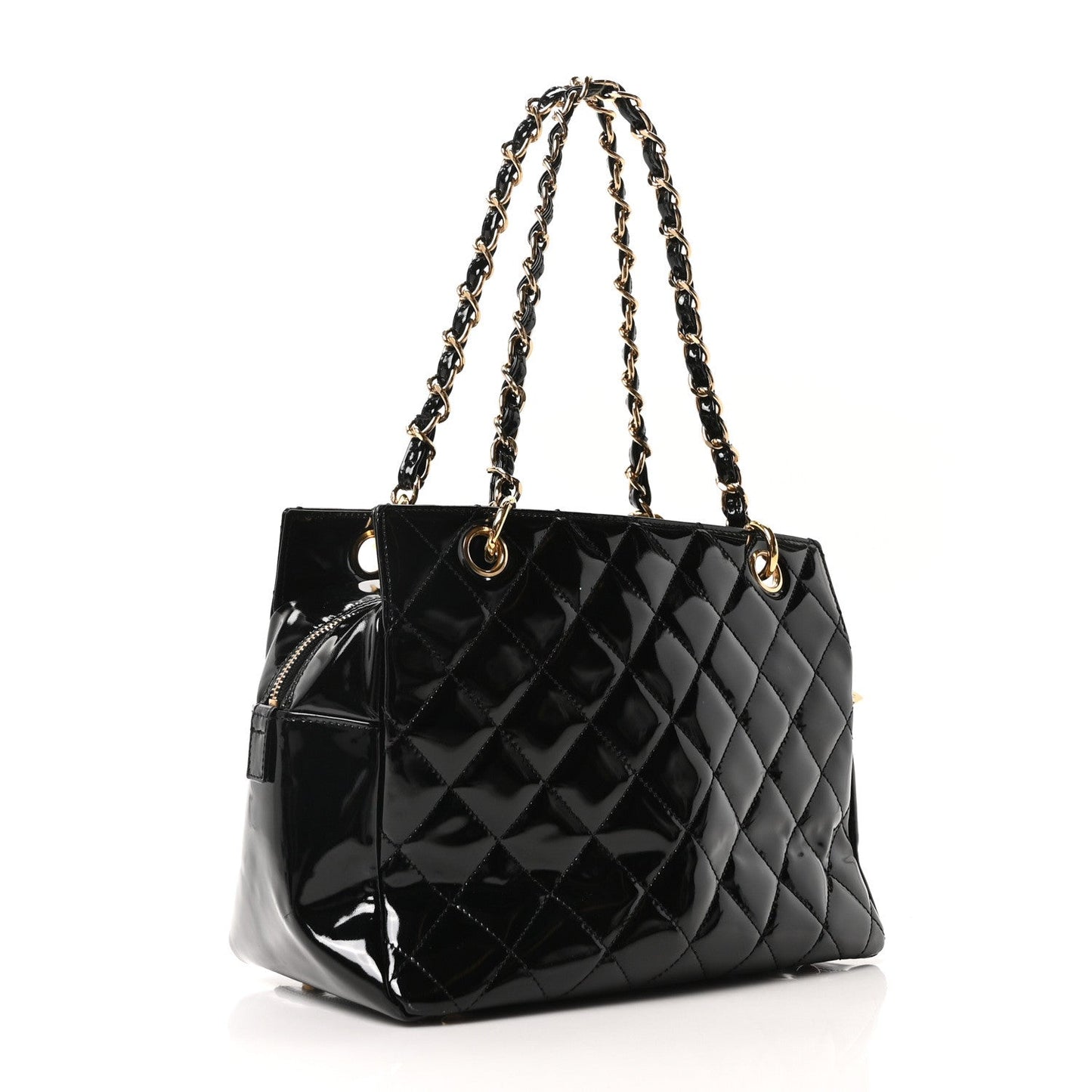 Chanel Patent Quilted Petit Timeless Tote PTT Black
