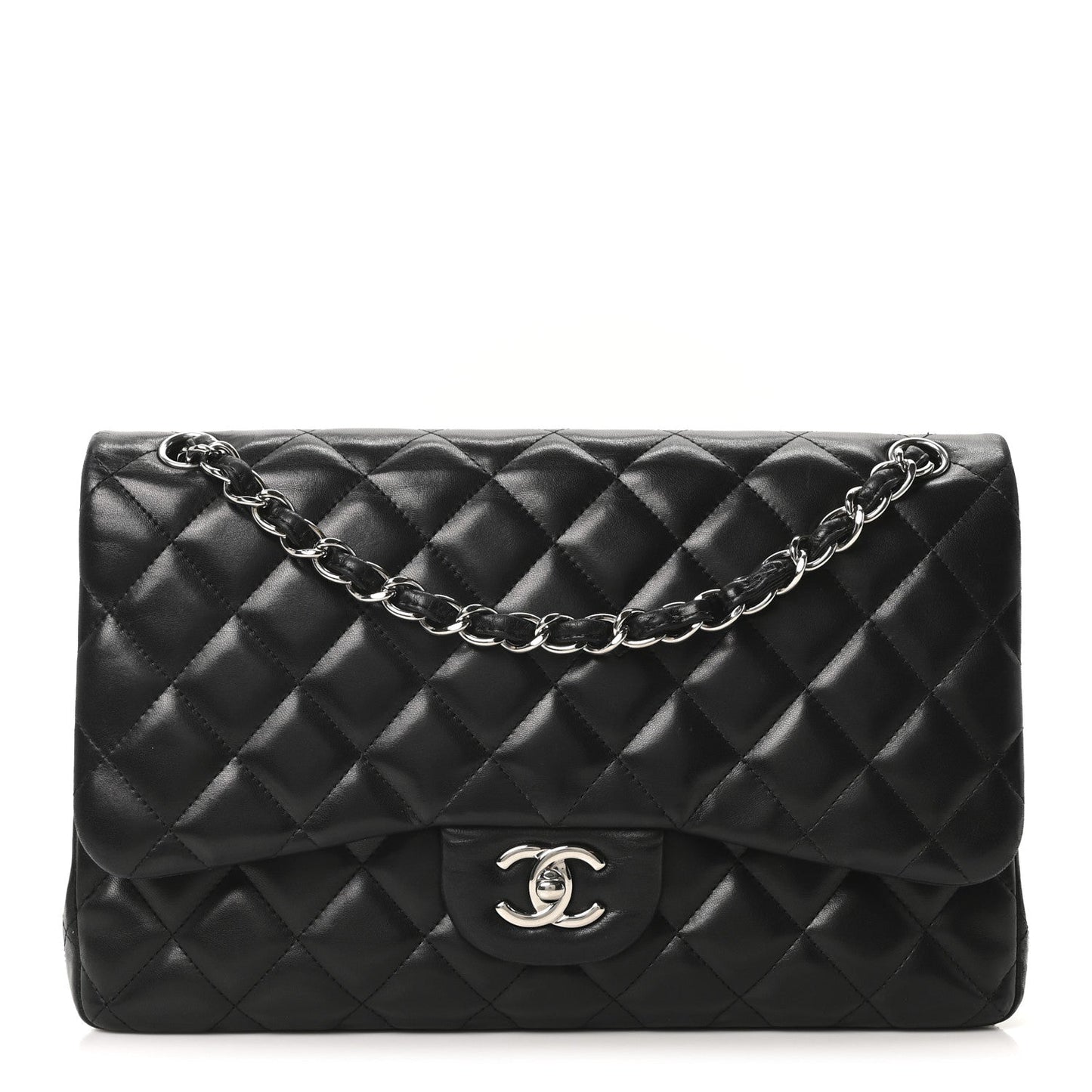 Chanel Lambskin Quilted Jumbo Double Flap Black