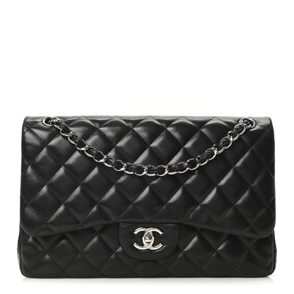 Chanel Lambskin Quilted Jumbo Double Flap Black