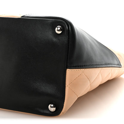 Chanel Calfskin Quilted Medium Cambon Tote Beige Black