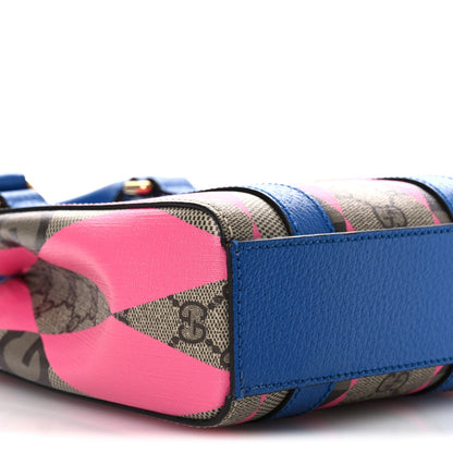 Gucci GG Supreme Monogram Textured Dollar Calfskin Rhombus Mini Tote Bag Beige Ebony Pink Blue