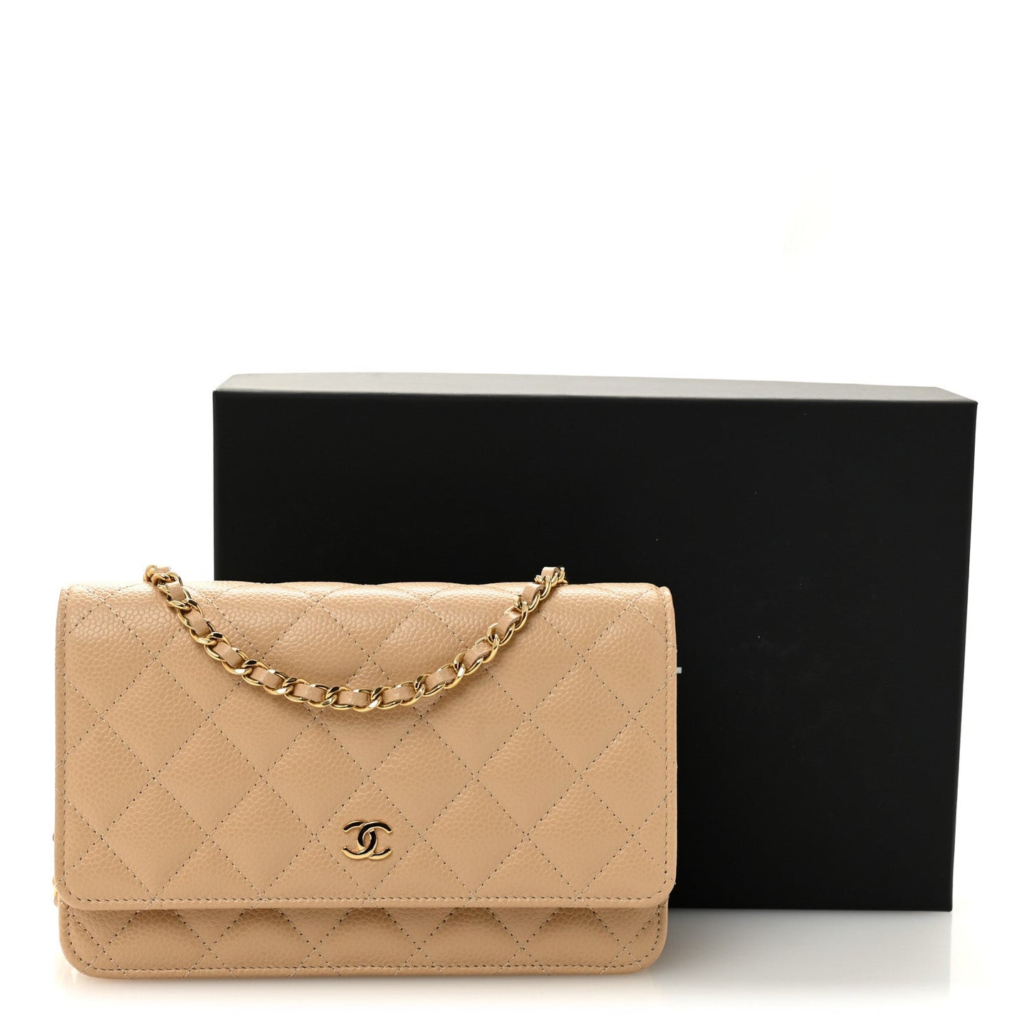 Chanel Caviar Quilted Wallet on Chain WOC Beige