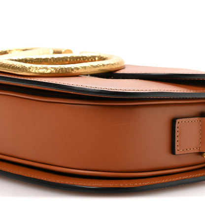 Valentino Garavani Calfskin Linen Supervee Crossbody Bag Saddle Brown Natural