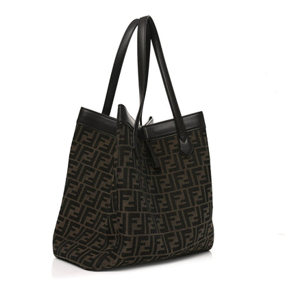 Fendi Fabric Jacquard Vitello Grance FF 1974 Large Fendi Origami Tobacco Moro Ebano