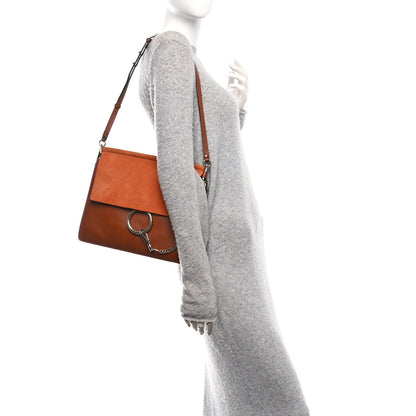 Chloe Suede Calfskin Medium Faye Shoulder Bag Tobacco