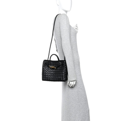 Bottega Veneta Nappa Intrecciato Small Andiamo Shoulder Bag Black
