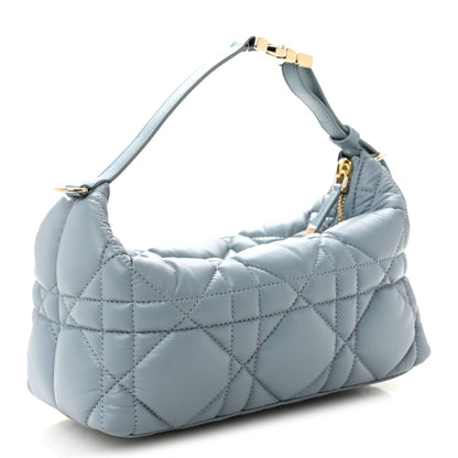Christian Dior Calfskin Macrocannage Small Diortravel Nomad Pouch Bracing Blue