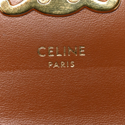Celine Triomphe Canvas Calfskin Flap Card Holder Tan