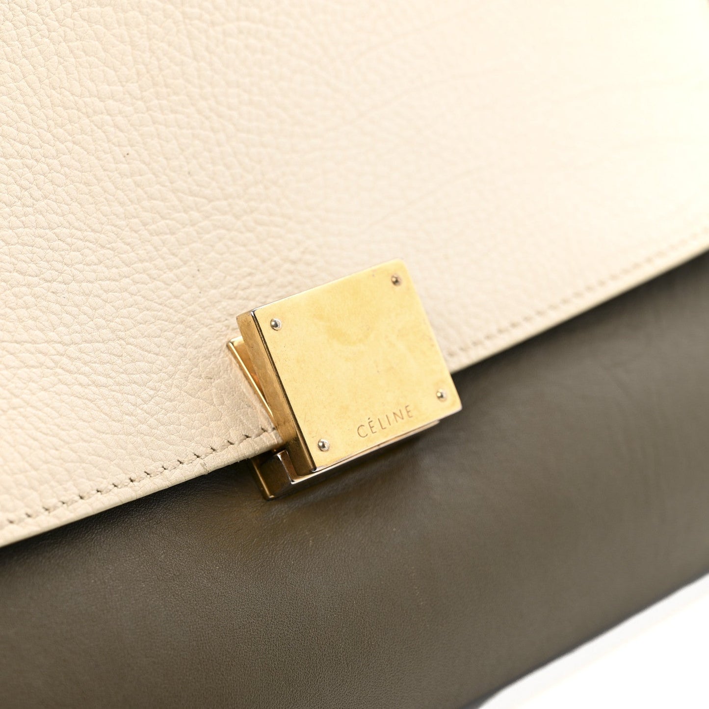 Celine Bullhide Smooth Calfskin Suede Medium Tri-Color Trapeze White Multicolor