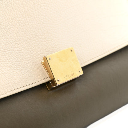 Celine Bullhide Smooth Calfskin Suede Medium Tri-Color Trapeze White Multicolor