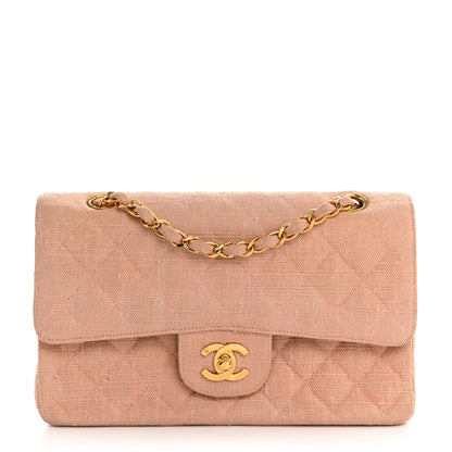 Chanel Canvas Quilted Small Double Flap Light Pink