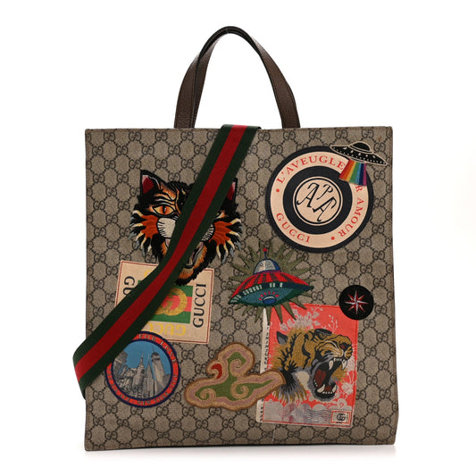 Gucci Soft GG Supreme Monogram Courrier Vertical Tote Beige New Acero