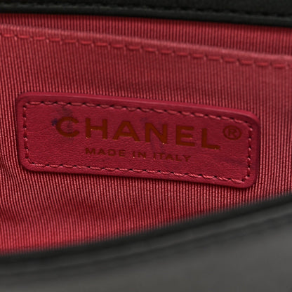 Chanel Calfskin Chevron Embroidered Boy By The Sea Flap Waist Belt Bag Black