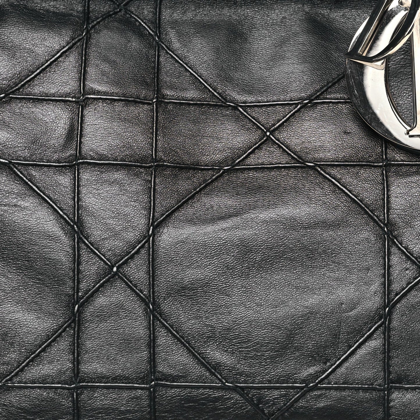 Christian Dior Lambskin Cannage Medium Granville Tote Black