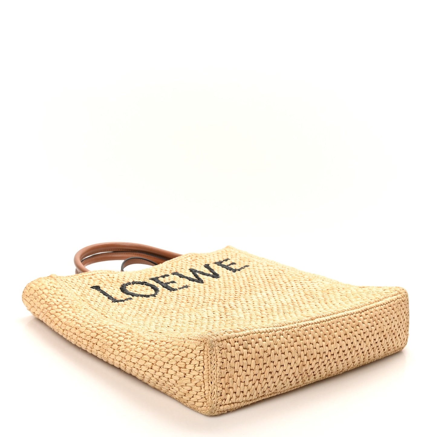Loewe Raffia Calfskin Standard A4 Tote Bag Natural Black