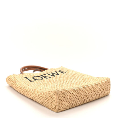 Loewe Raffia Calfskin Standard A4 Tote Bag Natural Black