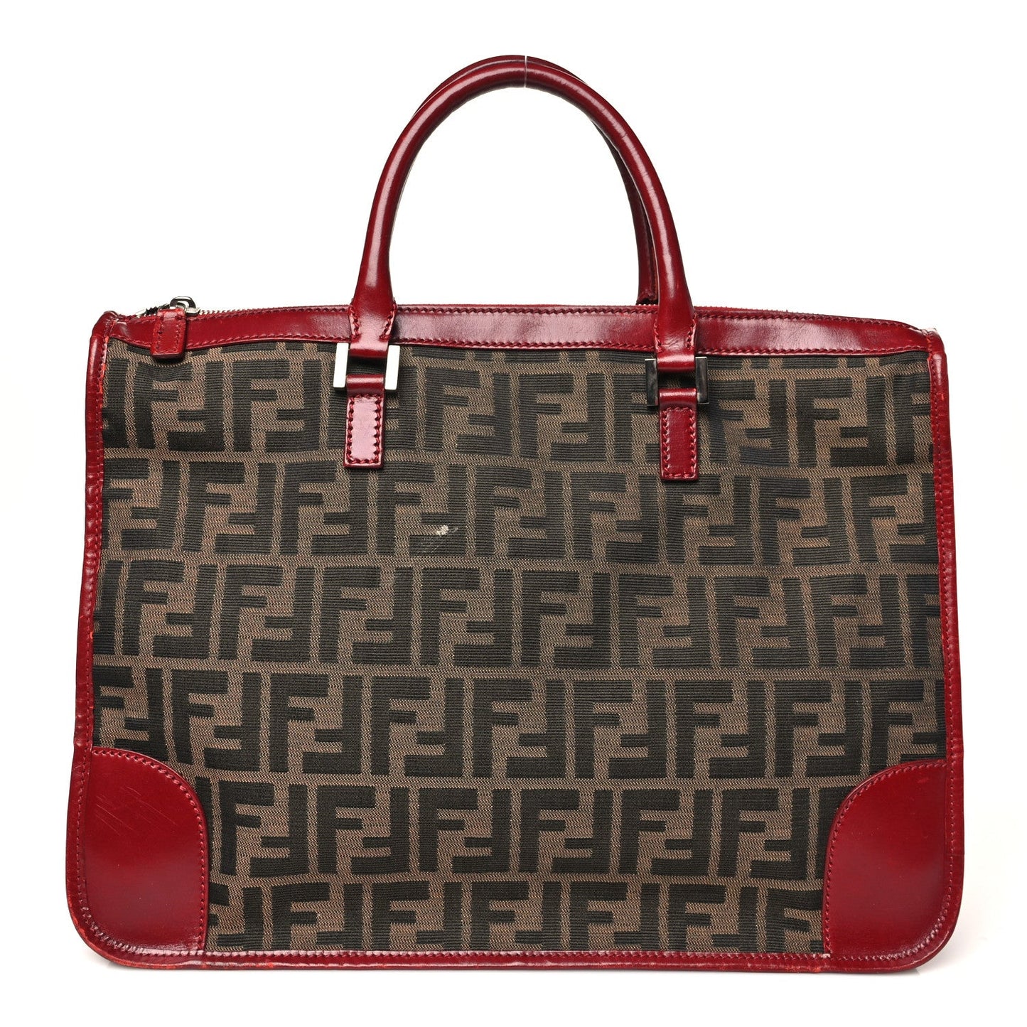 Fendi Zucca Handbag Tobacco Red