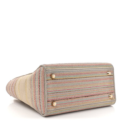 Christian Dior Canvas Embroidered Medium Lady D-Lite Beige Multicolor