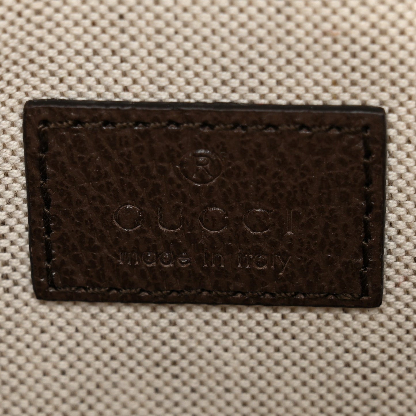 Gucci Monogram Jumbo GG Textured Dollar Calfskin Web Mini Crossbody Bag Camel Ebony New Acero