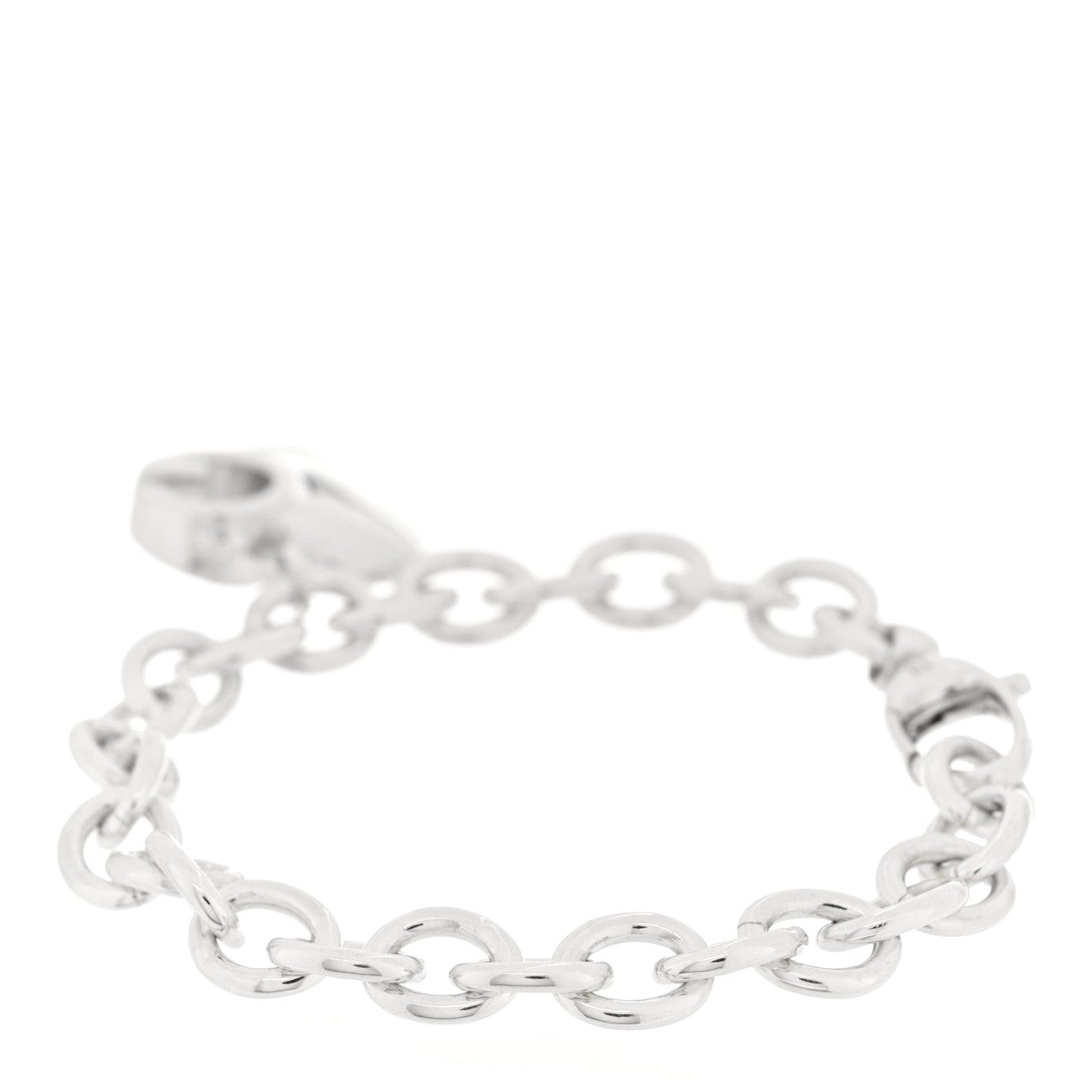 Gucci Sterling Silver G Heart Charm Link Bracelet