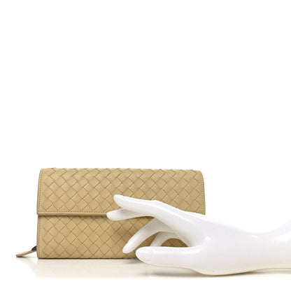Bottega Veneta Nappa Intrecciato Continental Flap Wallet New Sand