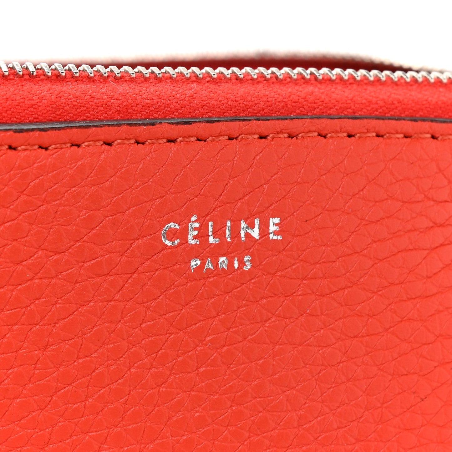 Celine Soft Grained Calfskin Cosmetic Pouch Bag Red