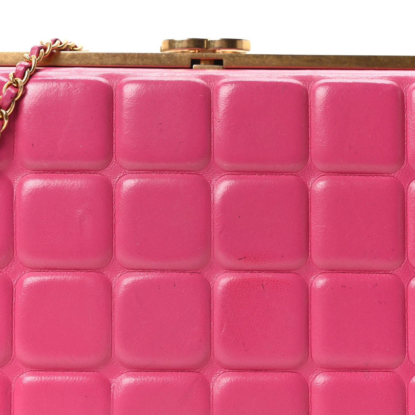 Chanel Lambskin Chocolate Bar Lock Clutch Bag Pink
