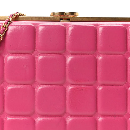 Chanel Lambskin Chocolate Bar Lock Clutch Bag Pink