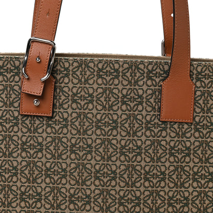 Loewe Jacquard Anagram Calfskin Buckle Tote Green