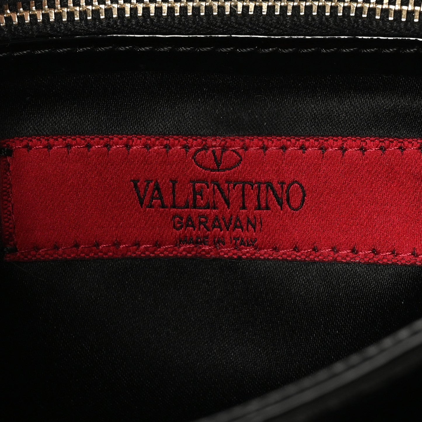 Valentino Garavani Patent Rockstud Flip Lock Flap Black