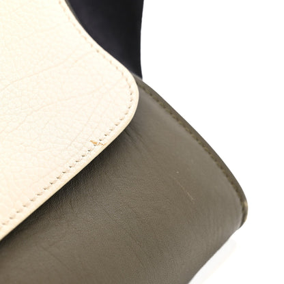Celine Bullhide Smooth Calfskin Suede Medium Tri-Color Trapeze White Multicolor