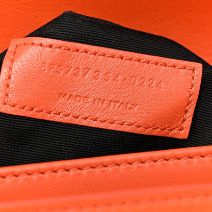 Saint Laurent Lambskin Carre Quilted Le Maillon Satchel Orange