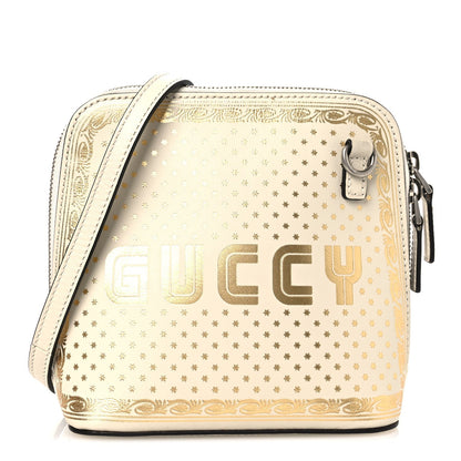 Gucci X SEGA Calfskin GUCCY Stars Mini Dome Shoulder Bag Mystic White Gold