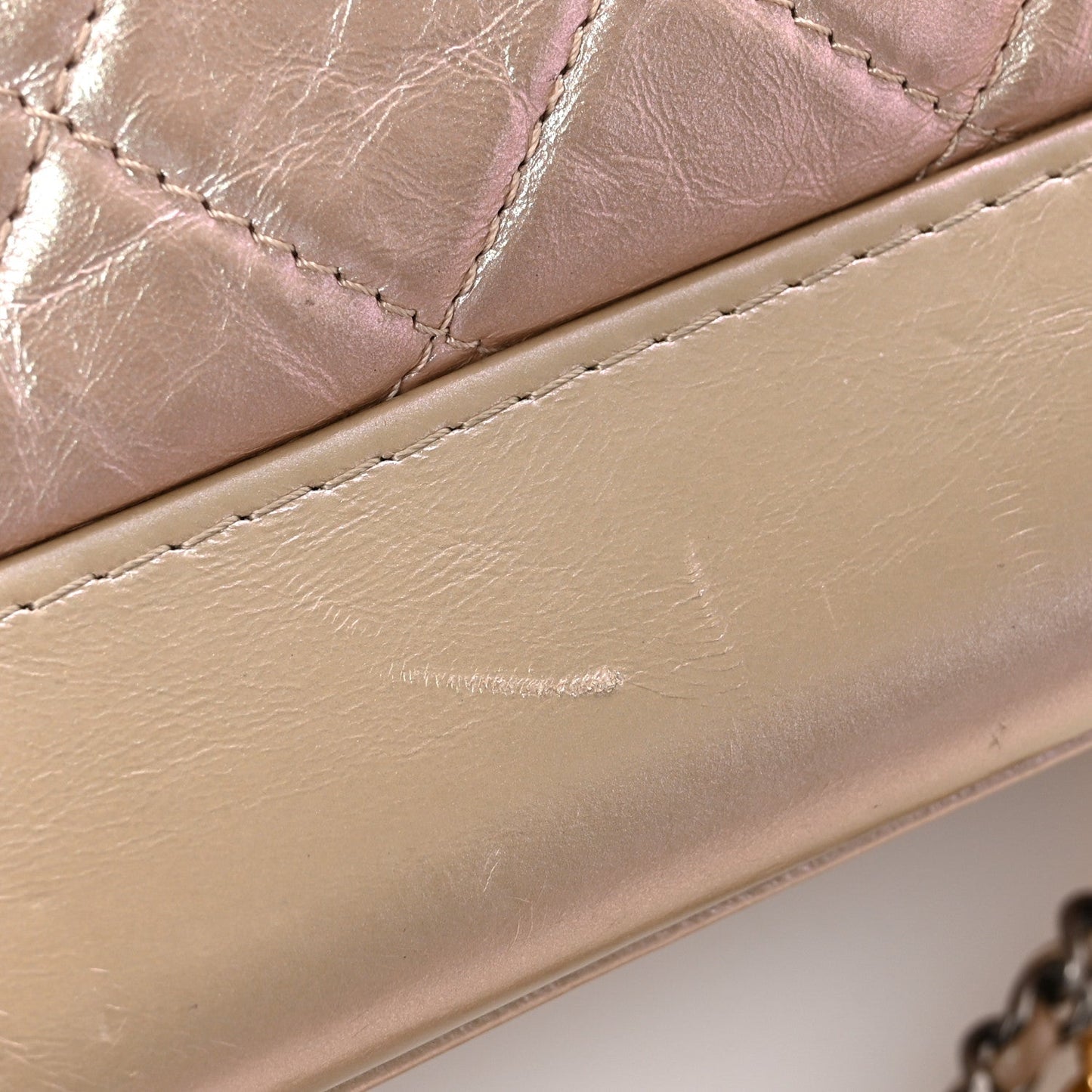 Chanel Iridescent Aged Calfskin Quilted Small Gabrielle Hobo Light Pink