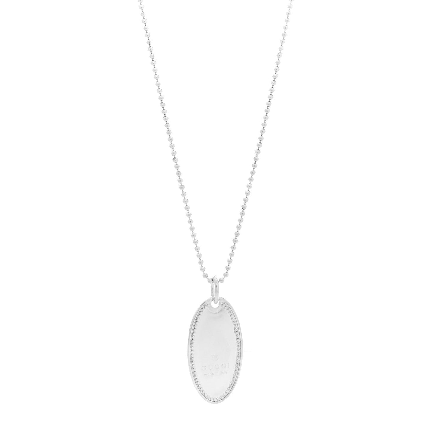 Gucci Sterling Silver Trademark Logo Oval Pendant Necklace