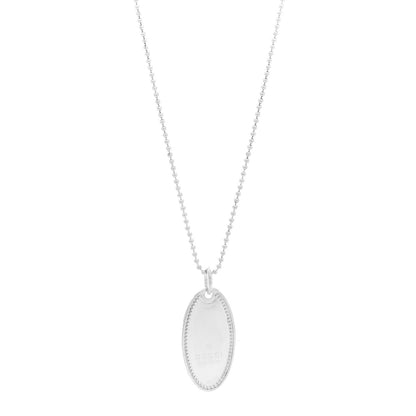 Gucci Sterling Silver Trademark Logo Oval Pendant Necklace
