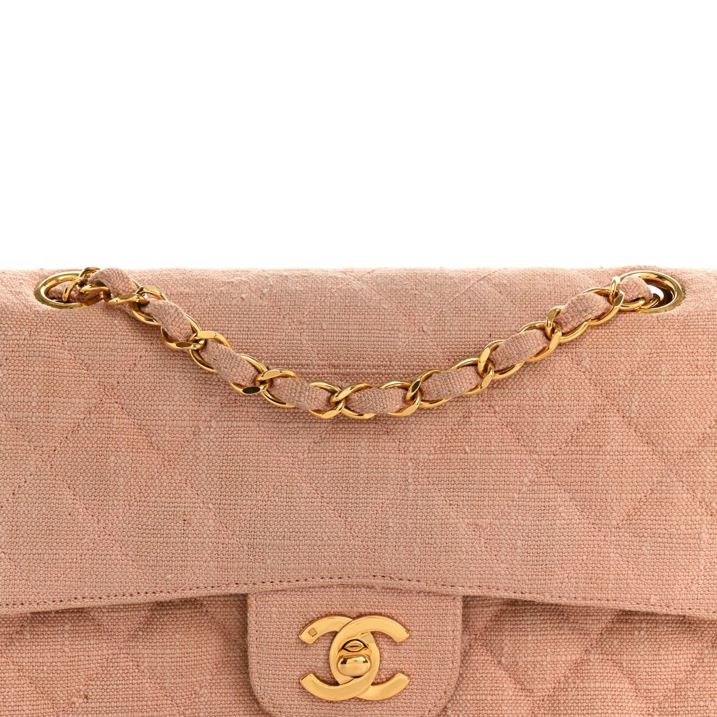 Chanel Canvas Quilted Small Double Flap Light Pink